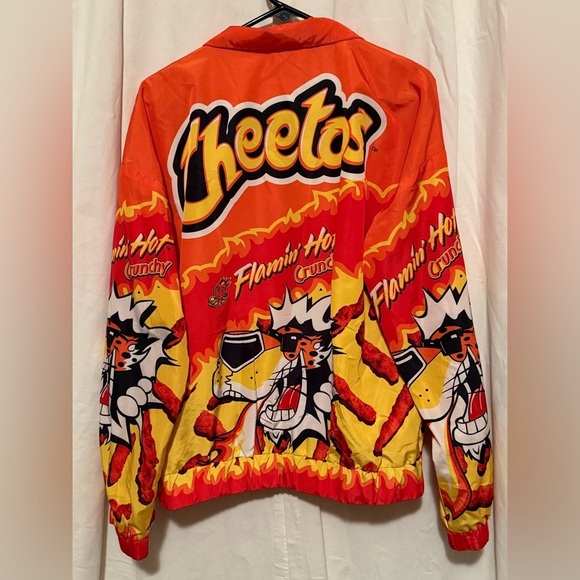Forever 21 X Flaming Hot Cheetos Full Zip Jacket Windbreaker Graphics Woman’s Lg - Picture 4 of 5